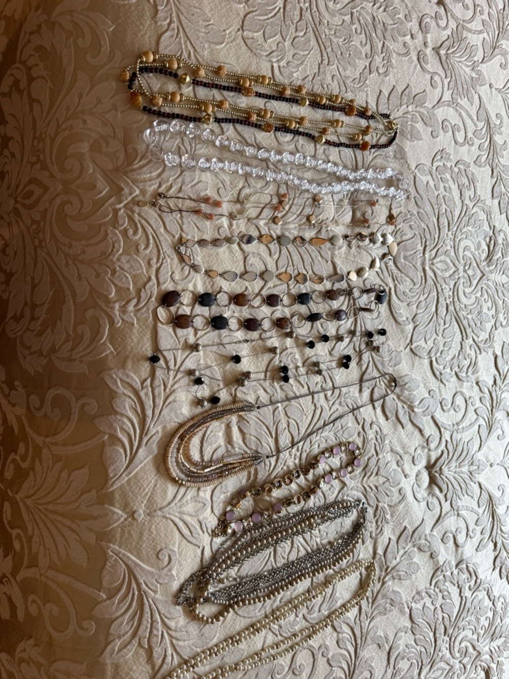 Mixed Costume Necklace Lot - Gold, Silver, Black, White